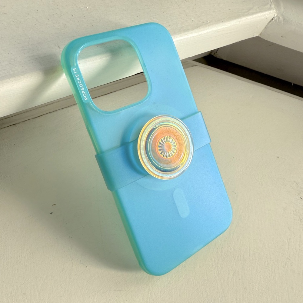 Opalescent Blue PopSocket iPhone 14 Pro case for MagSafe